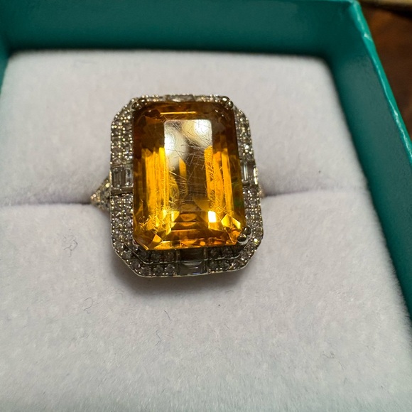 Effy Gold Ring with Radiant Orange Gemstone - Picture 6 of 8